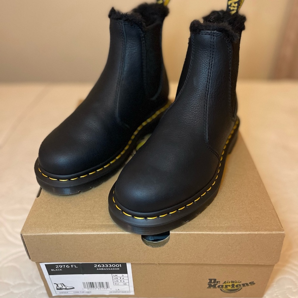 Dr. Marten Black Ambassador Chelsea Boot with Fur